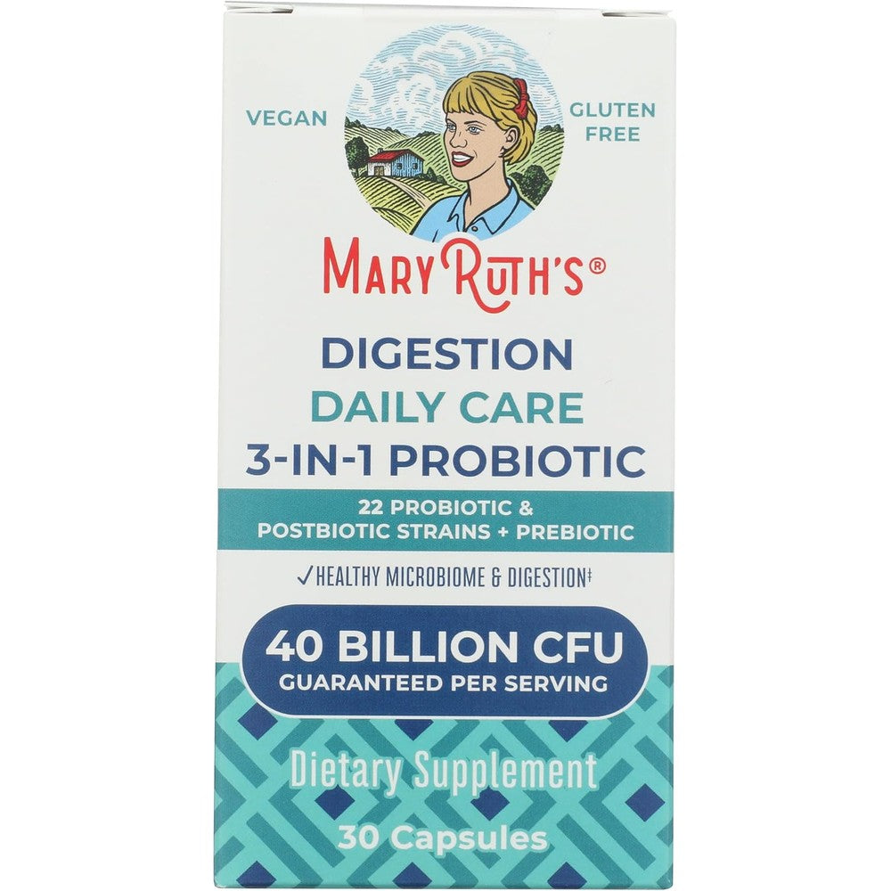 MaryRuth Organics Daily Care Digestion 3-in-1 Capsules 40 Billion CFU 30 Count