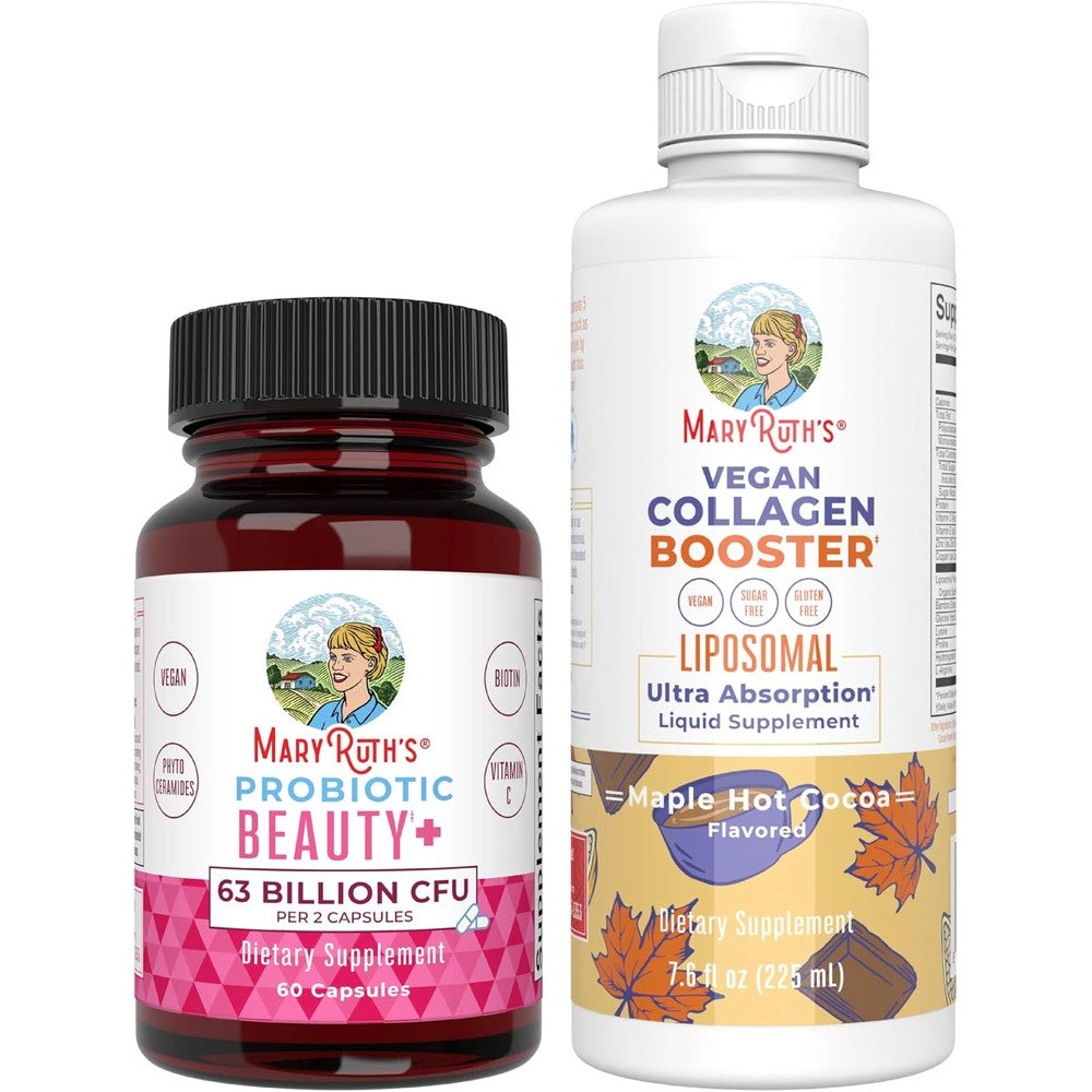 Maryruth Organics Probiotic Beauty Plus Capsules And Collagen Booster Liposomal Maple Hot Cocoa