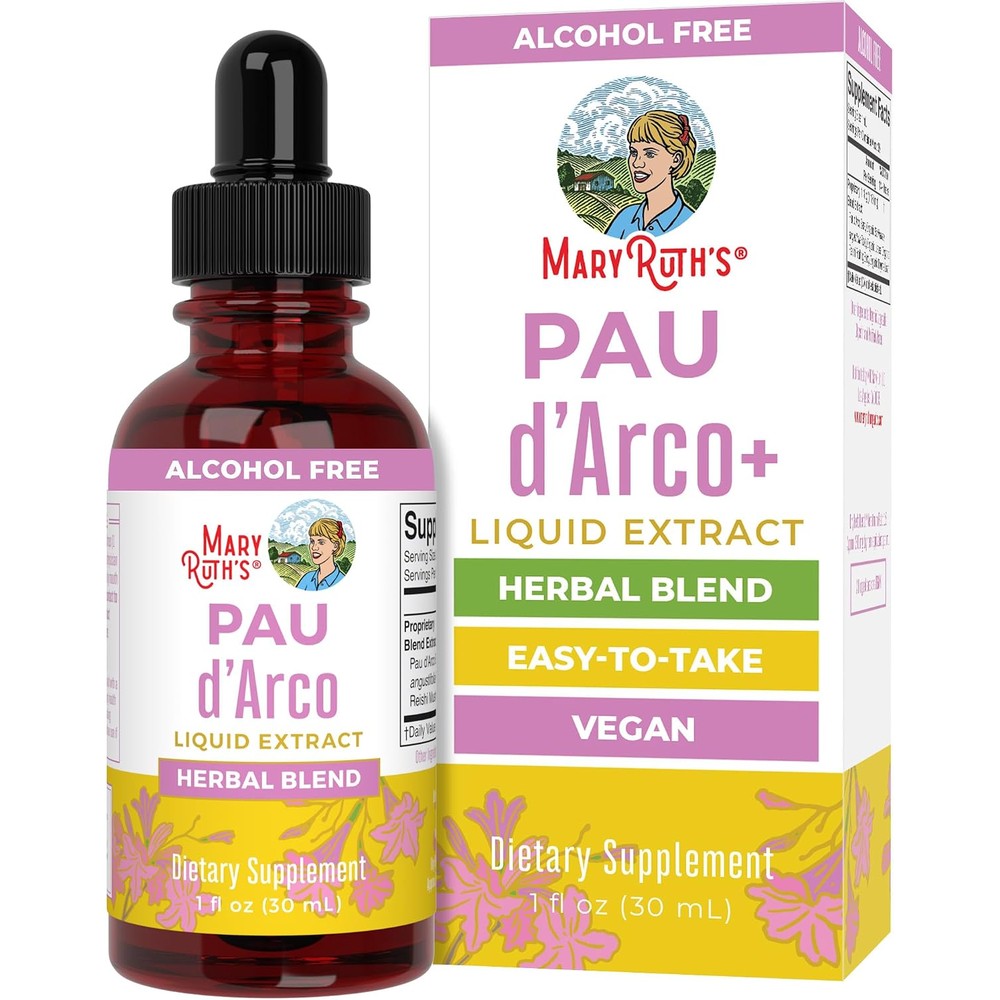 MARYRUTH'S Organic Pau D'Arco Herbal Blend Liquid Extract Drops with Reishi Mushroom and Echinacea 1 Fluid Ounce