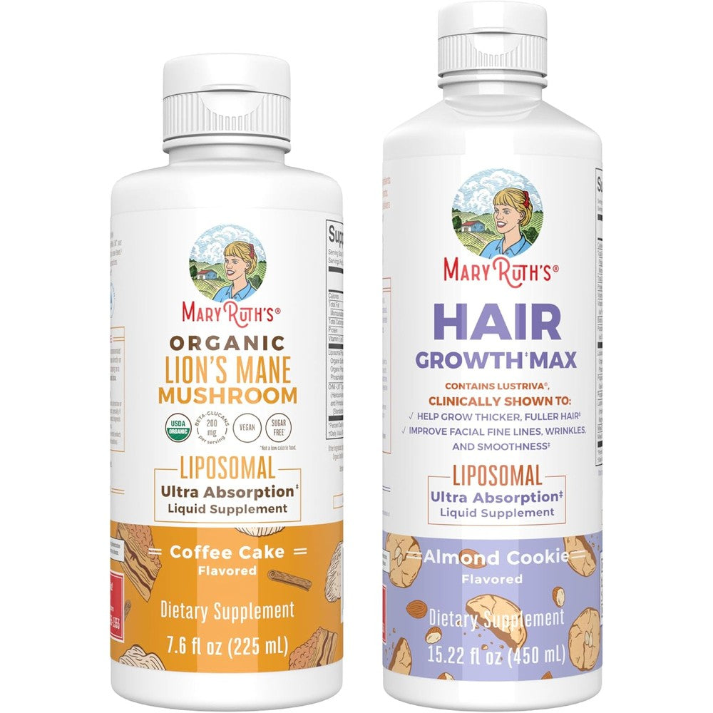 MaryRuth Organics Lion's Mane Liposomal Coffee Cake And Hair Growth Max Almond Cookie Set