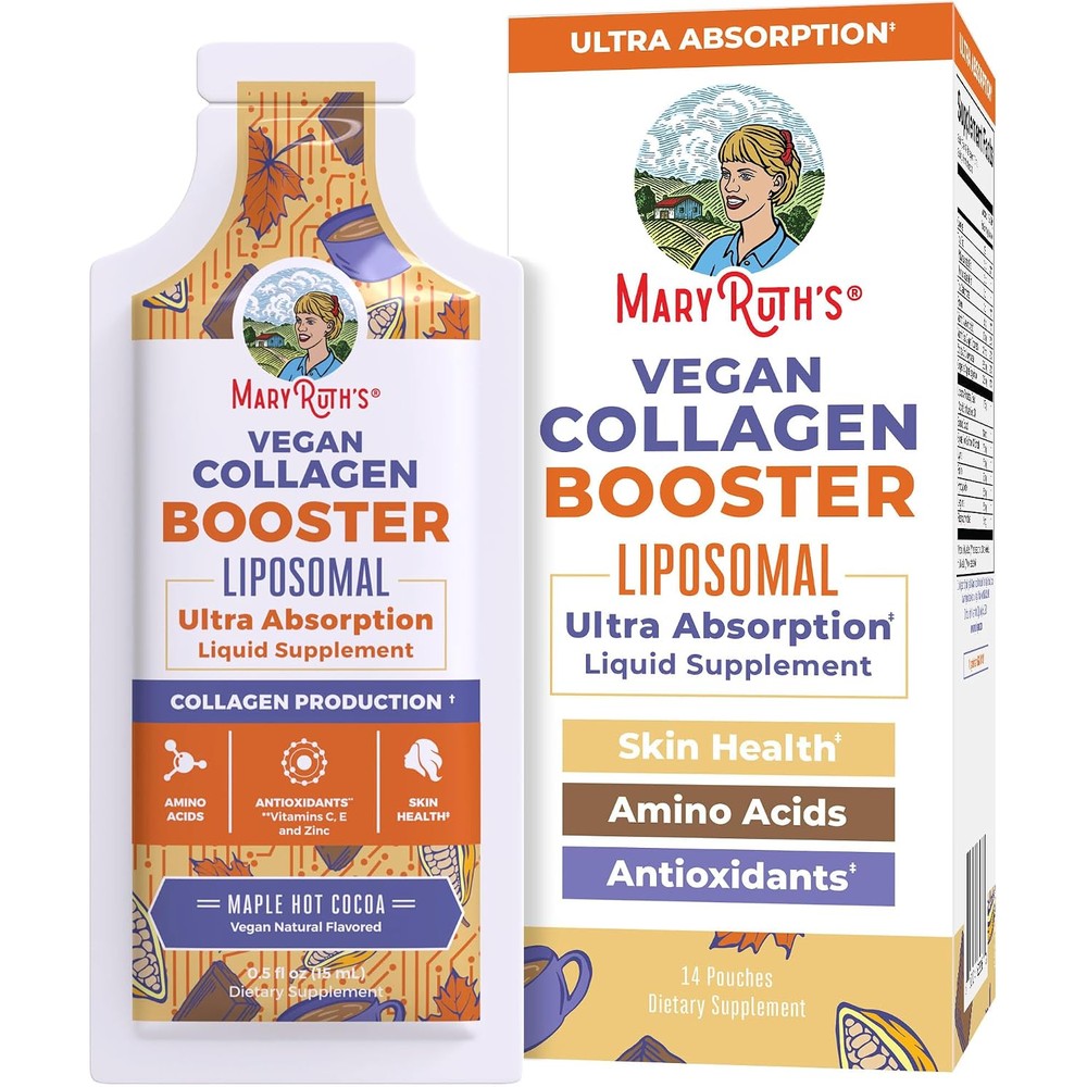 MaryRuth's Vegan Collagen Booster Liposomal Maple Hot Cocoa Flavor Sugar Free 14 Servings