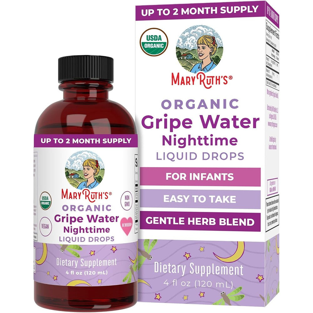Maryruth's USDA Organic Nighttime Gripe Water For Babies Herbal Blend 4 Fluid Ounces