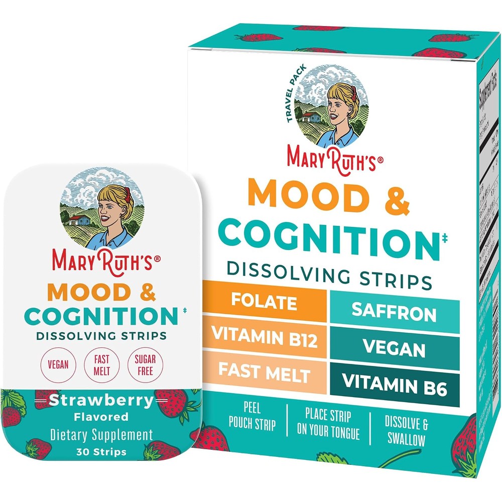 MaryRuth's Mood And Cognition Dissolving Strips Strawberry Flavor 30 Count