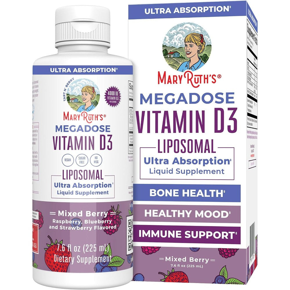 MaryRuth's Megadose Vitamin D3 Liposomal Liquid Supplement Mixed Berry 7.6 Fluid Ounce