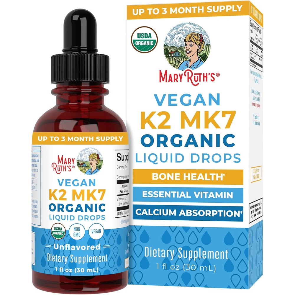 Maryruth's USDA Organic Vitamin K2 MK7 Liquid Drops for Adults and Kids, 1 Fluid Ounce