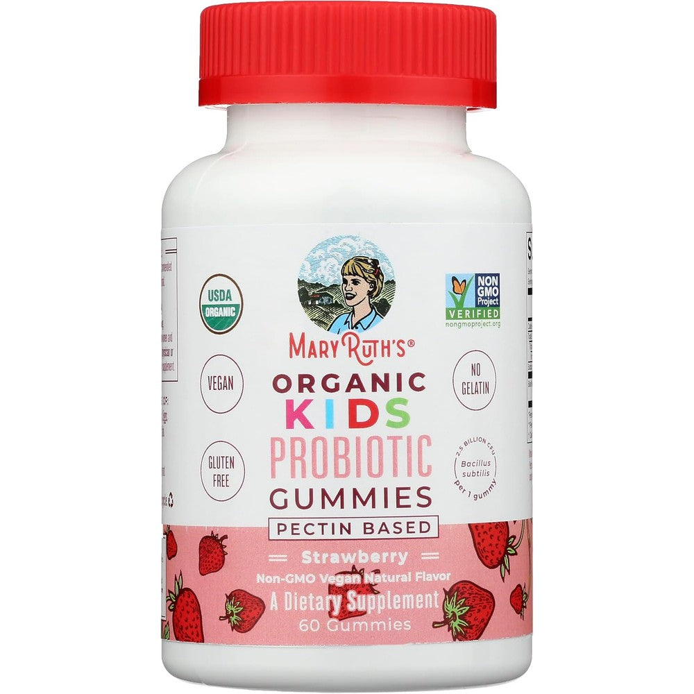 MaryRuth Organics Organic Kids Strawberry Probiotic Gummies 60 Count