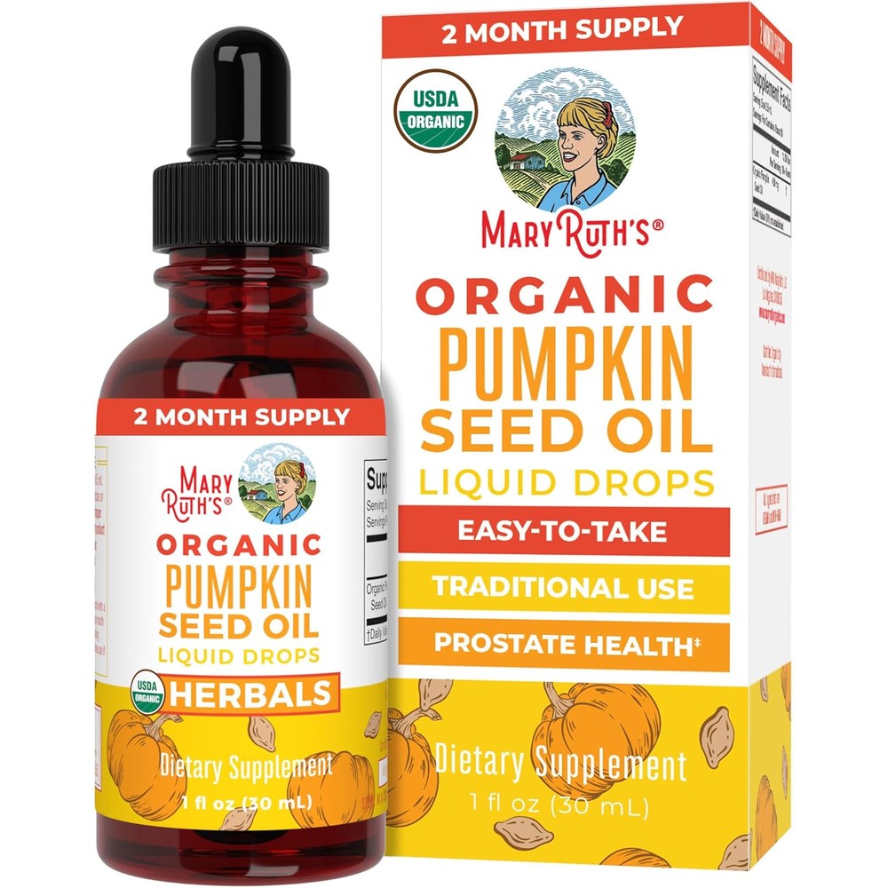 MaryRuth Organics USDA Organic Pumpkin Seed Oil Cold Pressed Liquid Drops for Prostate Health and Hair Support 1 Fluid Ounce