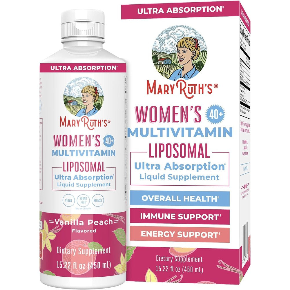 MaryRuth's Women's 40+ Multivitamin Liposomal Liquid Supplement Vanilla Peach 15.22 Fluid Ounces Menopause and Immune Support