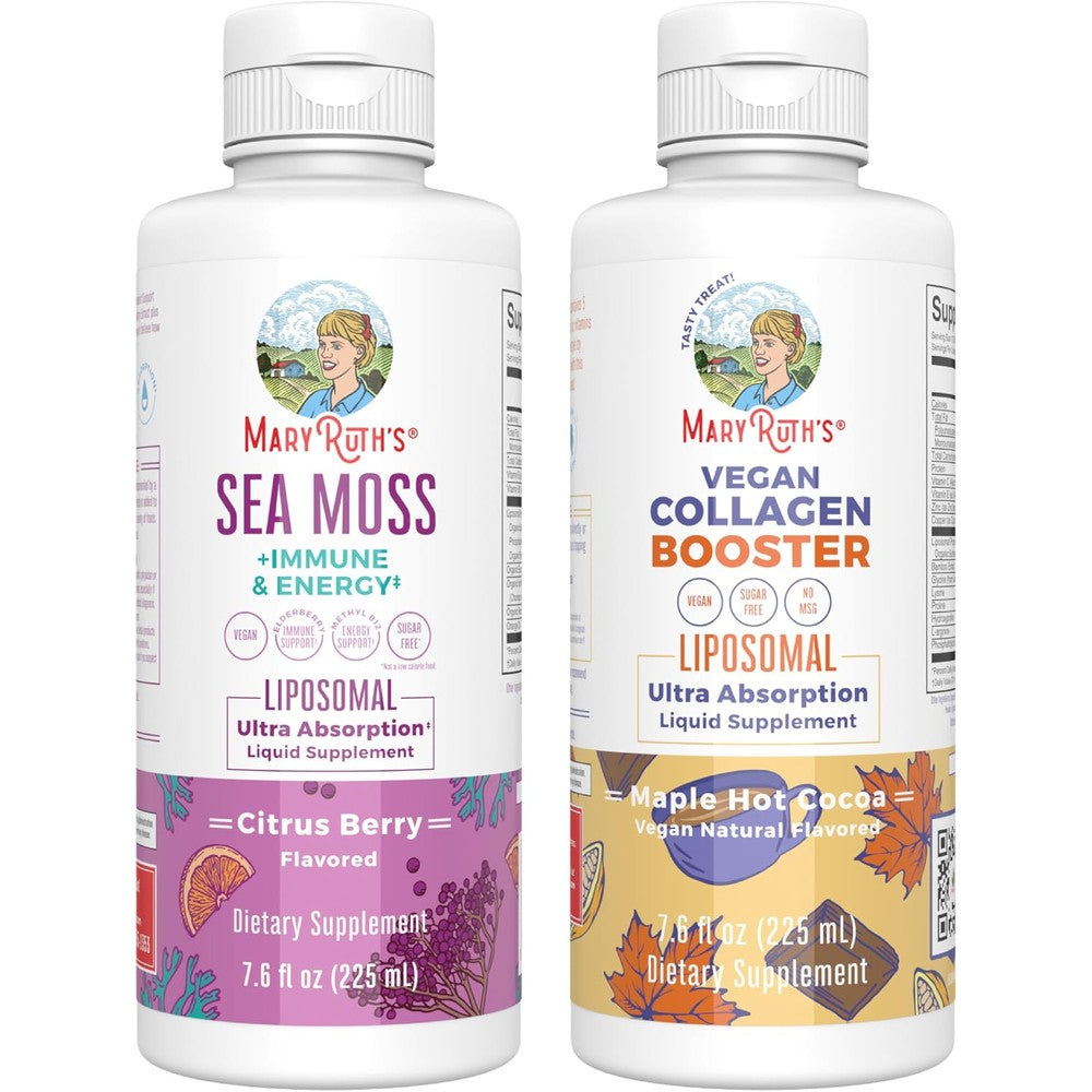 MaryRuth Organics Sea Moss Liposomal Citrus Berry And Collagen Booster Maple Hot Cocoa 7.6 Fluid Ounce Each