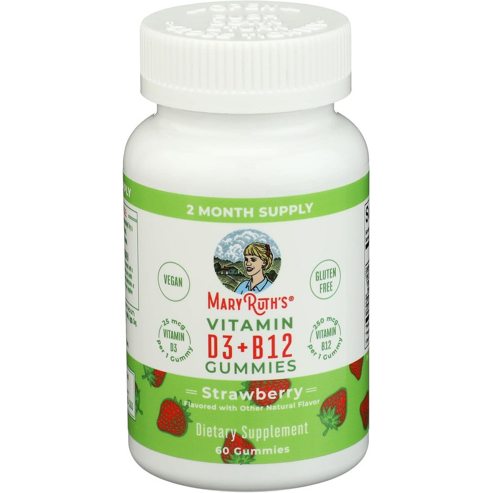 Mary Ruth's Vitamin D3 And B12 Gummies Strawberry Flavor 60 Count