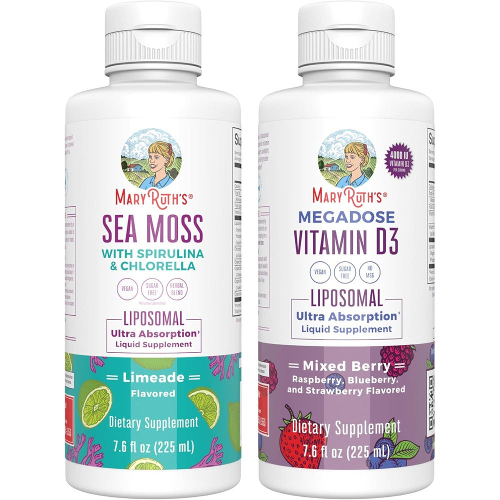 MaryRuth Organics Sea Moss Liposomal Limeade And Vitamin D3 Liposomal Mixed Berry 15.2 Fluid Ounces