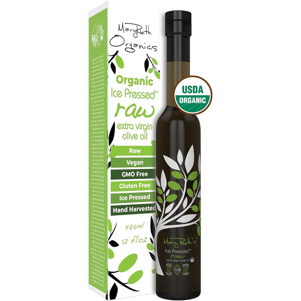 MaryRuth Organics USDA Organic Ice Pressed Extra Virgin Olive Oil 12 Fluid Ounce Raw Vegan Non GMO