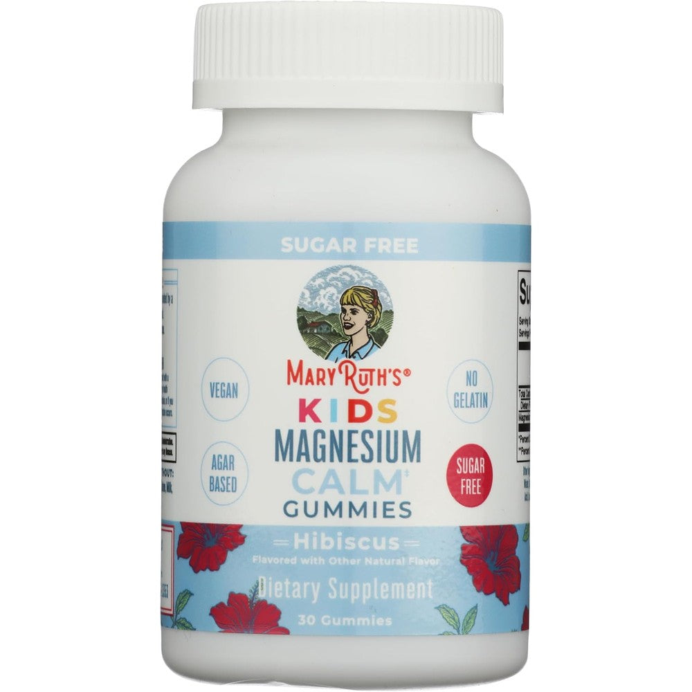 MaryRuth Organics Kids Magnesium Calm Gummies Hibiscus Flavor Vegan Sugar Free Dietary Supplement For Children 30 Count