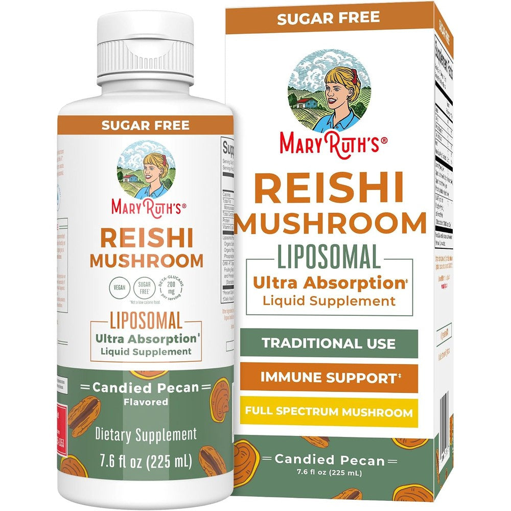 MaryRuth Organics Reishi Mushroom Liposomal Supplement Candied Pecan Flavor 7.6 Fluid Ounce