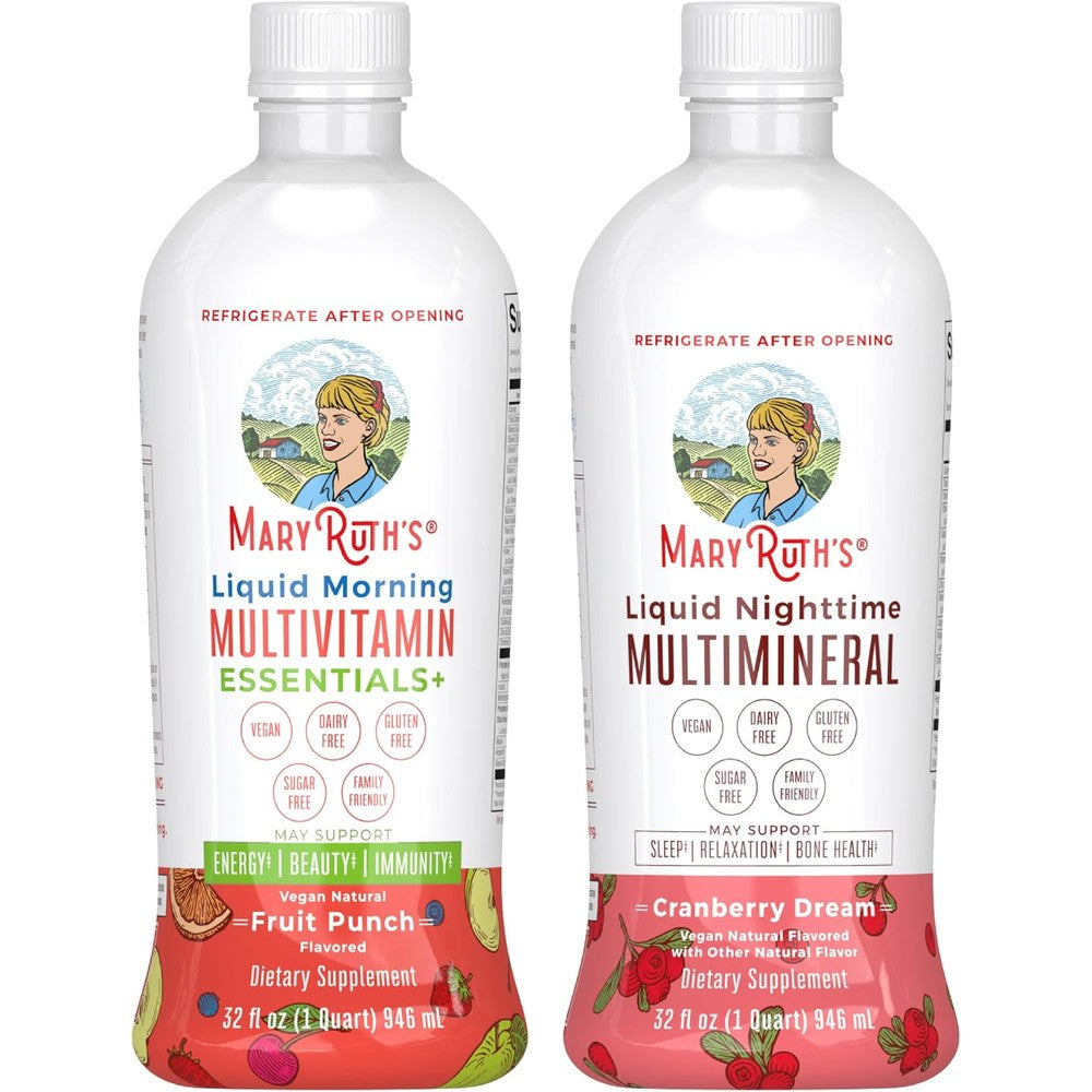 MaryRuth Organics Liquid Morning Multivitamin Essentials Fruit Punch 32 Fluid Ounces Vegan Supplement For Energy Immunity And Beauty Support