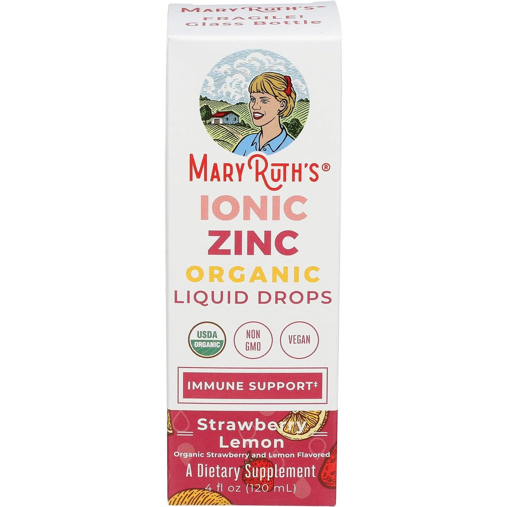 MaryRuth's Ionic Zinc Strawberry Lemon Organic Liquid Drops 4 Fluid Ounce
