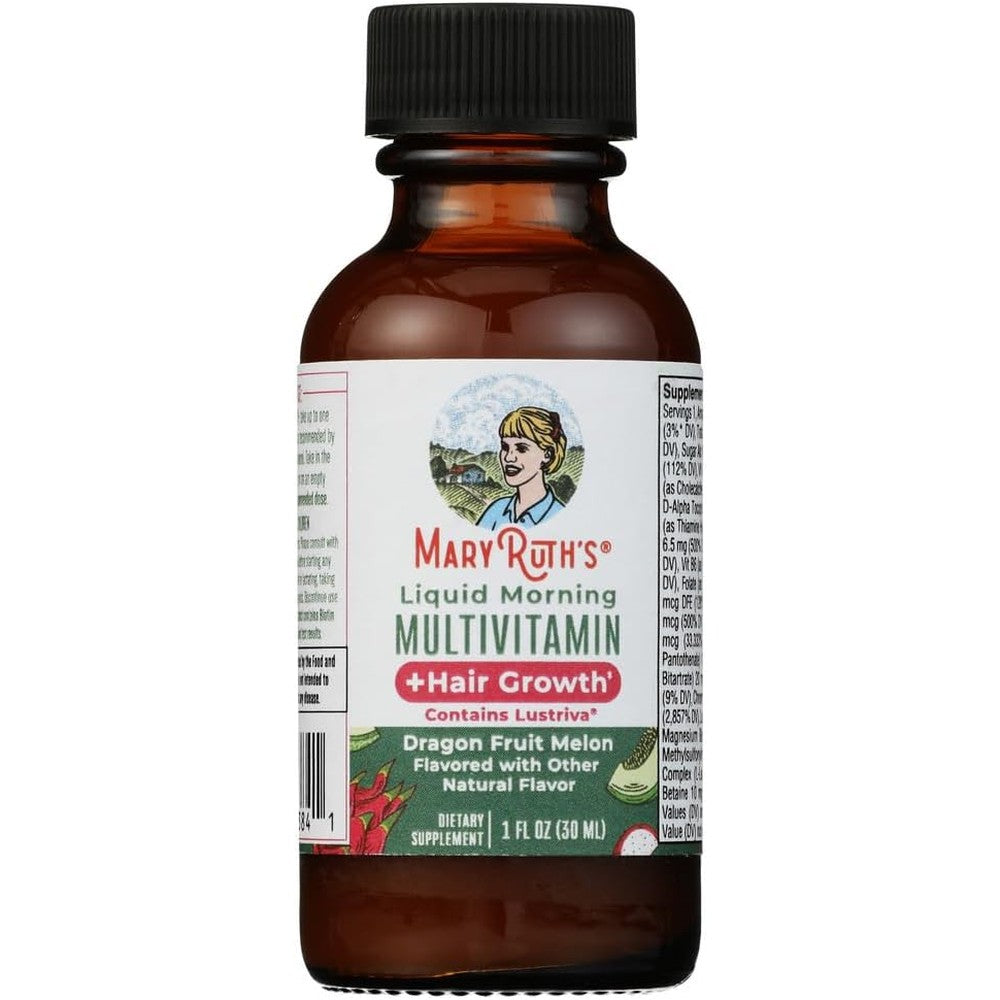 Mary Ruth's Dragonfruit Melon Liquid Multivitamin Plus Hair Growth, 1 Fluid Ounce