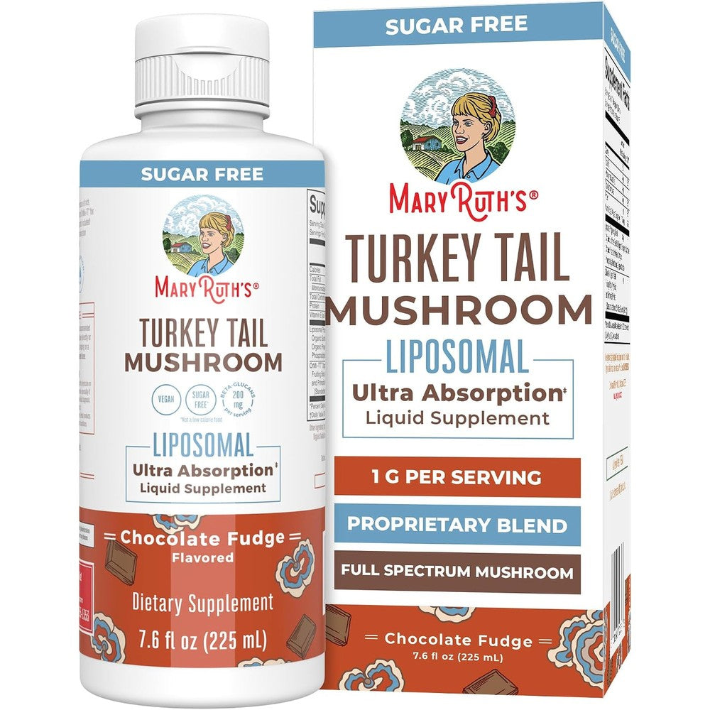MaryRuth's Turkey Tail Mushroom Liposomal Liquid Supplement Chocolate Fudge Flavor 7.6 Fluid Ounce