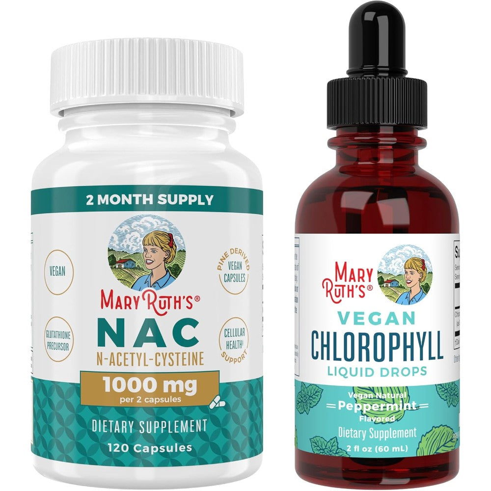 MaryRuth's NAC Capsules And Chlorophyll Drops Peppermint - Cellular Health And Antioxidant Support Bundle
