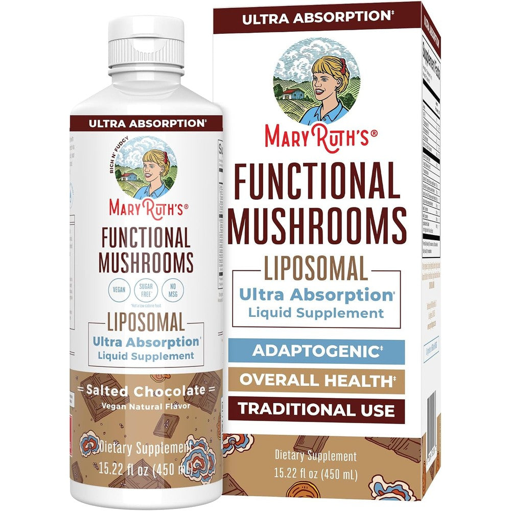 MaryRuth Organics Mushroom Liquid Vitamin Reishi And Turkey Tail Supplement Salted Chocolate Flavor 15.22 Fluid Ounces
