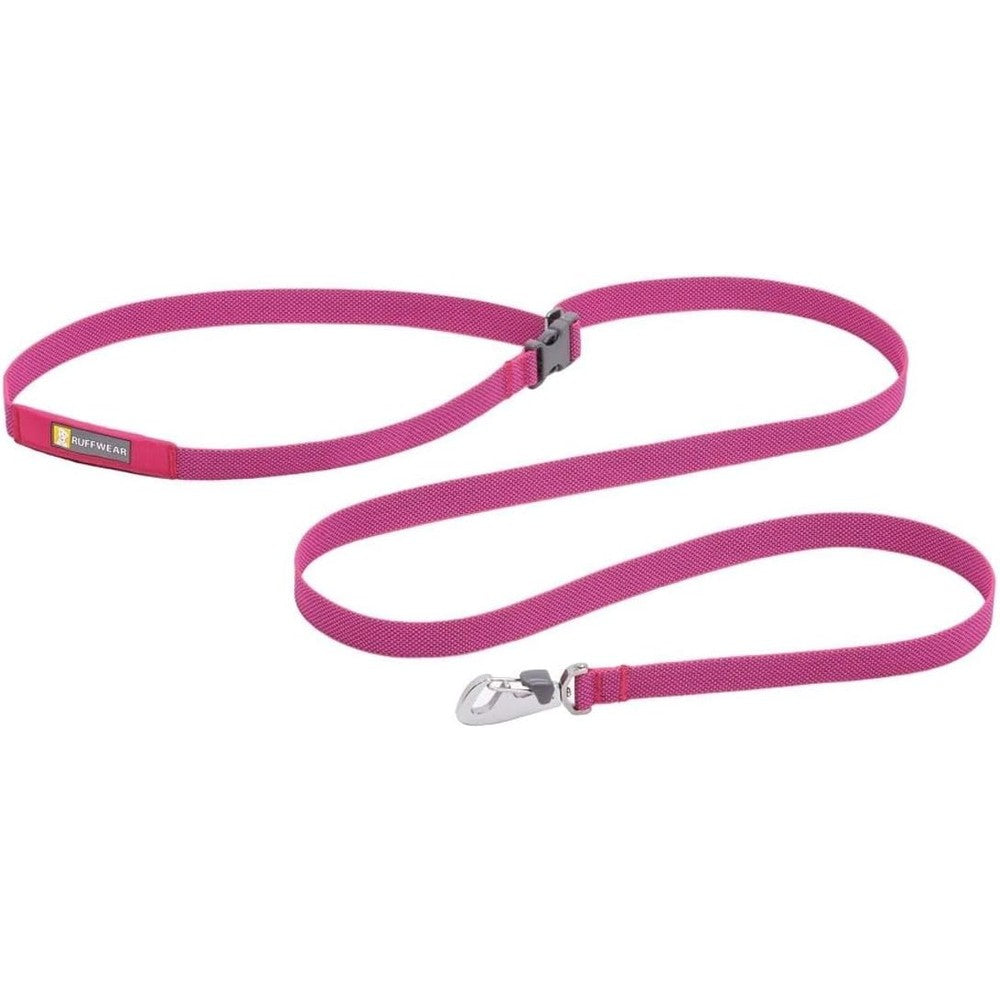 Ruffwear Flagline Dog Leash Lightweight Hands-Free 6.5 Feet Lead In Alpenglow Pink With Adjustable Waist-Worn Option And Lockable Crux Clip