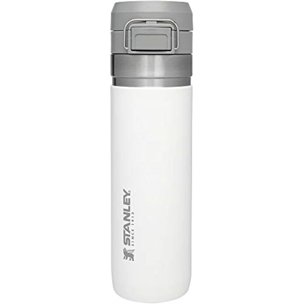 Stanley The Quick Flip Go Insulated Stainless Steel Water Bottle With Push Button Leakproof Lid For Travel And Sports Polar White 24 Ounce
