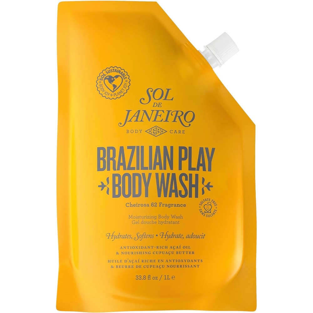 Sol De Janeiro Brazilian Play Moisturizing Body Wash Shower Gel Cheirosa 62 Scent 33 Point 8 Fluid Ounce Refill Pouch