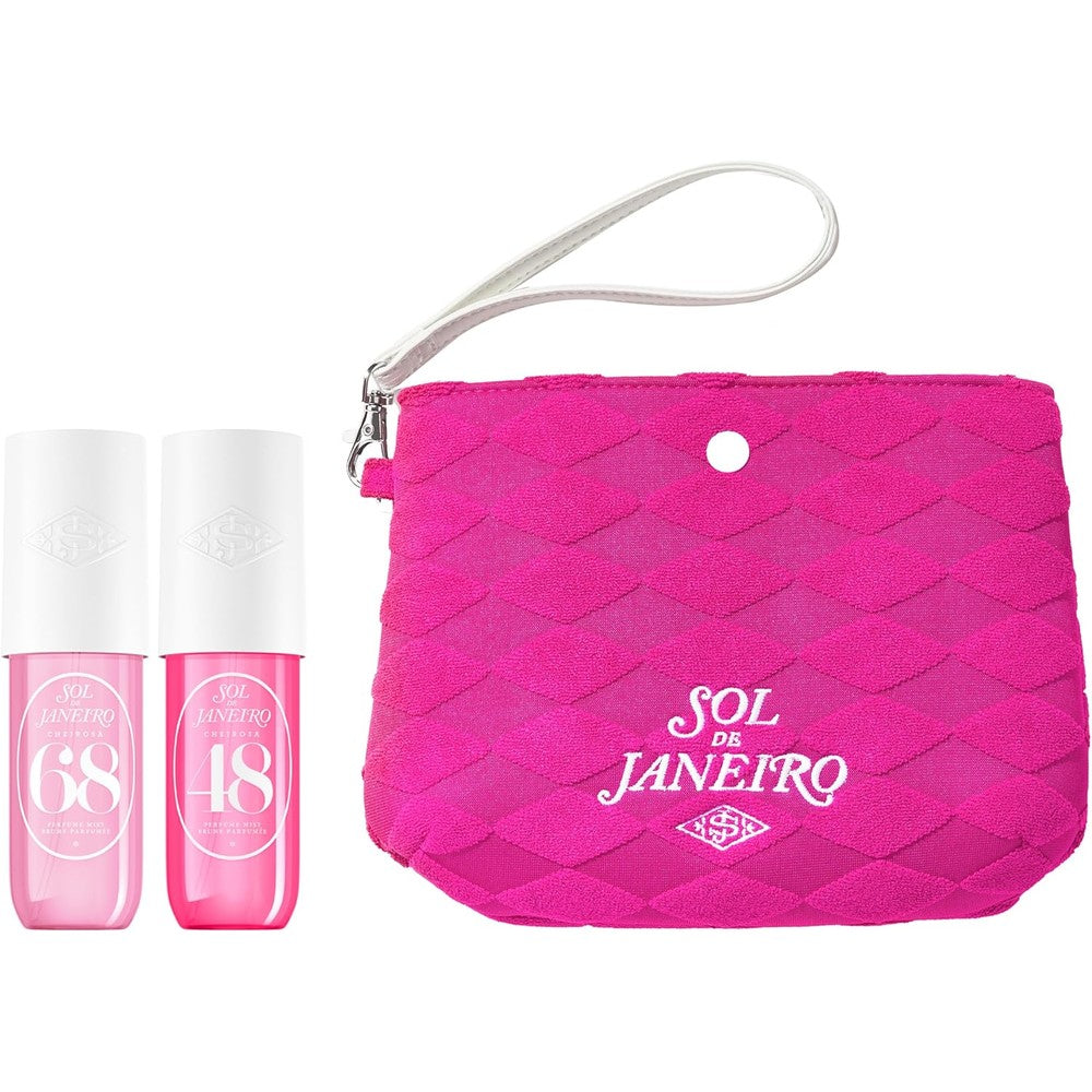 Sol De Janeiro Giftable Set Hair And Body Fragrance Mists Cheirosa 68 And Cheirosa 48 With Pink Pouch Two 3 Fluid Ounce