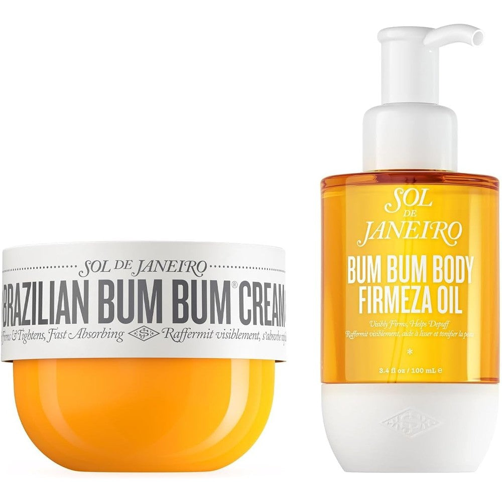 Sol de Janeiro Brazilian Bum Bum Cream and Firmeza Body Oil Hydrating Firming Set 240ml Cream and 100ml Body Oil Cheirosa 62 Fragrance
