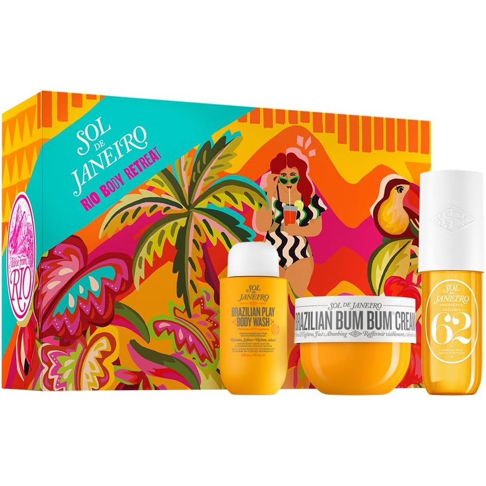 Sol De Janeiro Gift Set Rio Body Retreat Brazilian Bum Bum Cream 5 Fluid Ounce Play Body Wash 3 Fluid Ounce Perfume Mist 3 Fluid Ounce