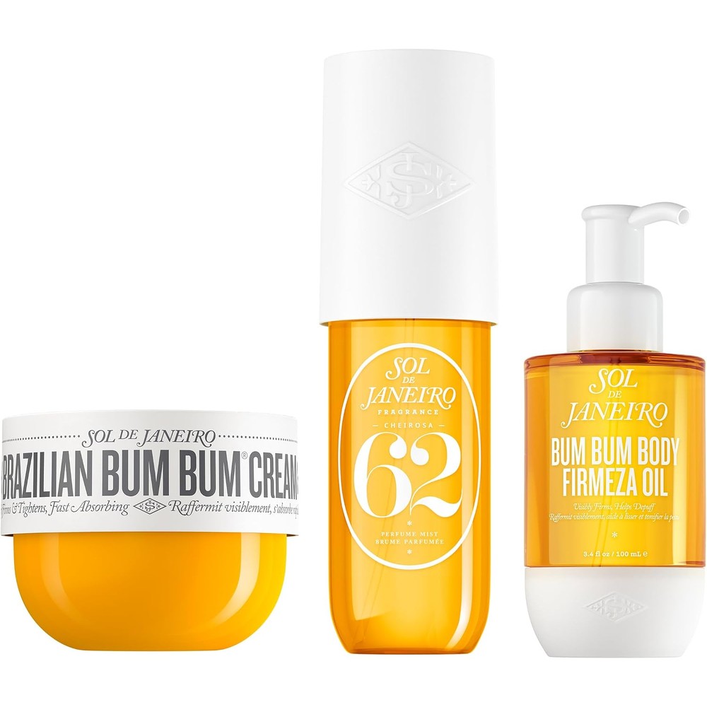 Sol de Janeiro Firming Body Bundle Brazilian Bum Bum Cream Firmeza Oil Cheirosa 62 Fragrance Mist Full Size Trio
