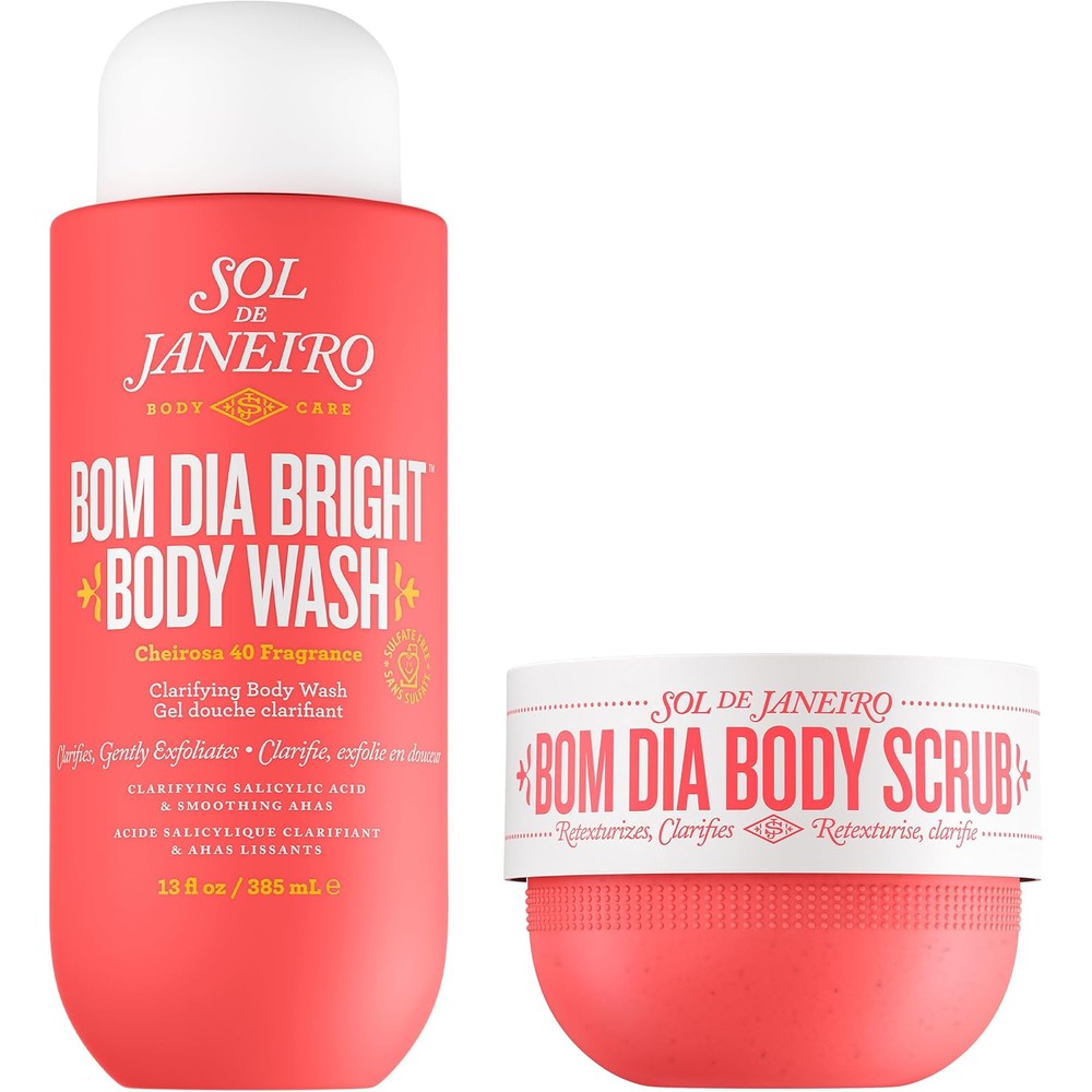 Sol de Janeiro Visibly Brightening and Smoothing Bom Dia Alpha Hydroxy Acid Body Scrub and Body Wash Duo