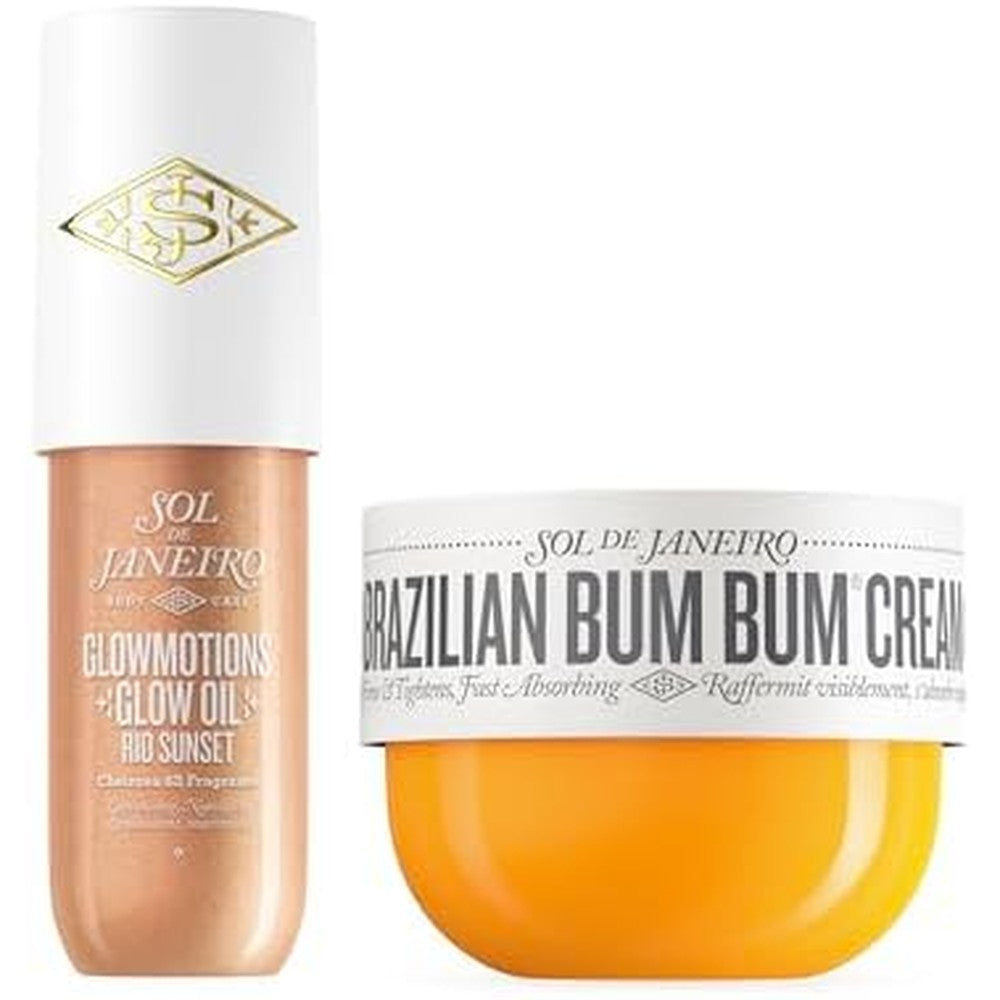 Sol de Janeiro Glow and Go Champagne Bundle Brazilian Bum Bum Cream 8.1 Fluid Ounce and Rio Sunset Glowmotions Glow Oil 2.5 Fluid Ounce