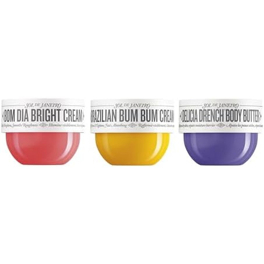 Sol De Janeiro Body Cream Trio Visibly Tightening Brightening And Moisturizing Bundle Three Fifty Milliliter Jars Set