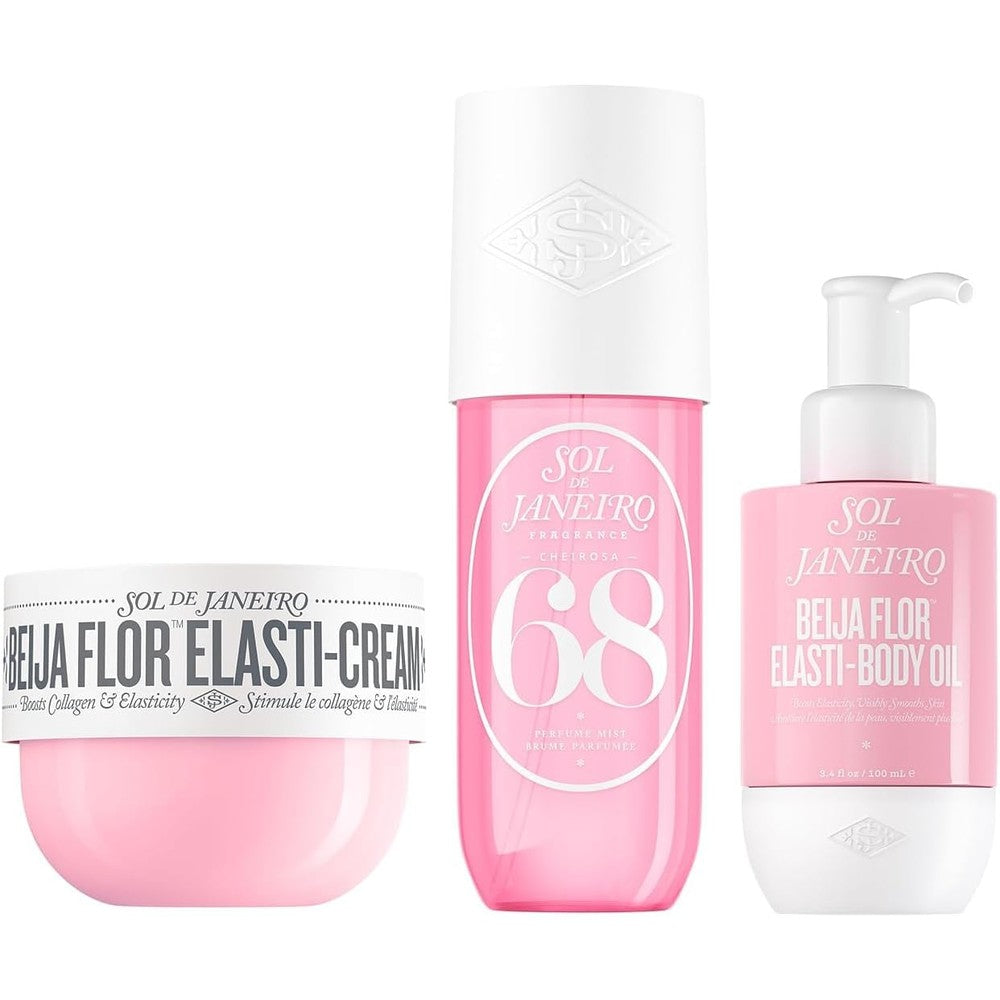 Sol De Janeiro Beija Flor Body Routine Bundle With Beija Flor Elasti-Cream Cheirosa 68 Perfume Mist And Elasti-Body Oil