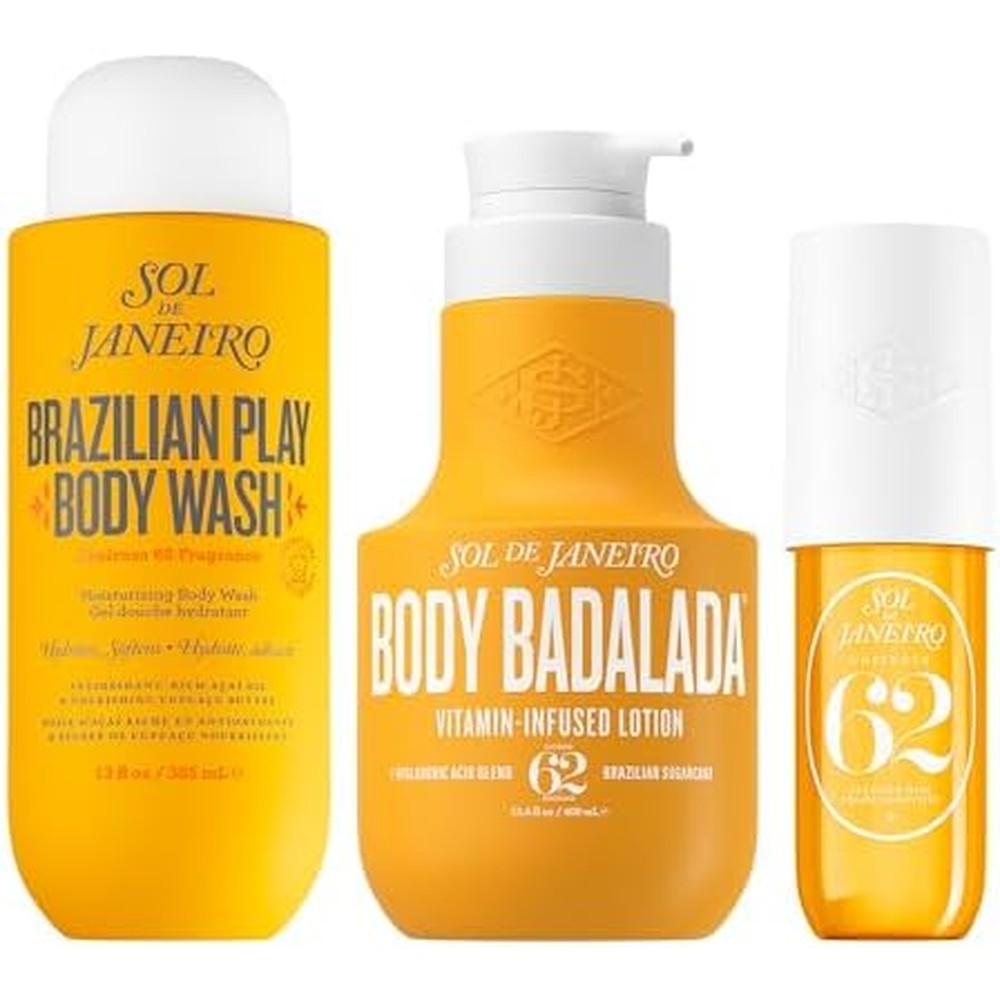 Sol de Janeiro Non-Stop Hydration Bundle Brazilian Play Body Wash 13 Fluid Ounce Body Badalada Vanilla Lotion Cheirosa 62 Perfume Mist 3 Fluid Ounce