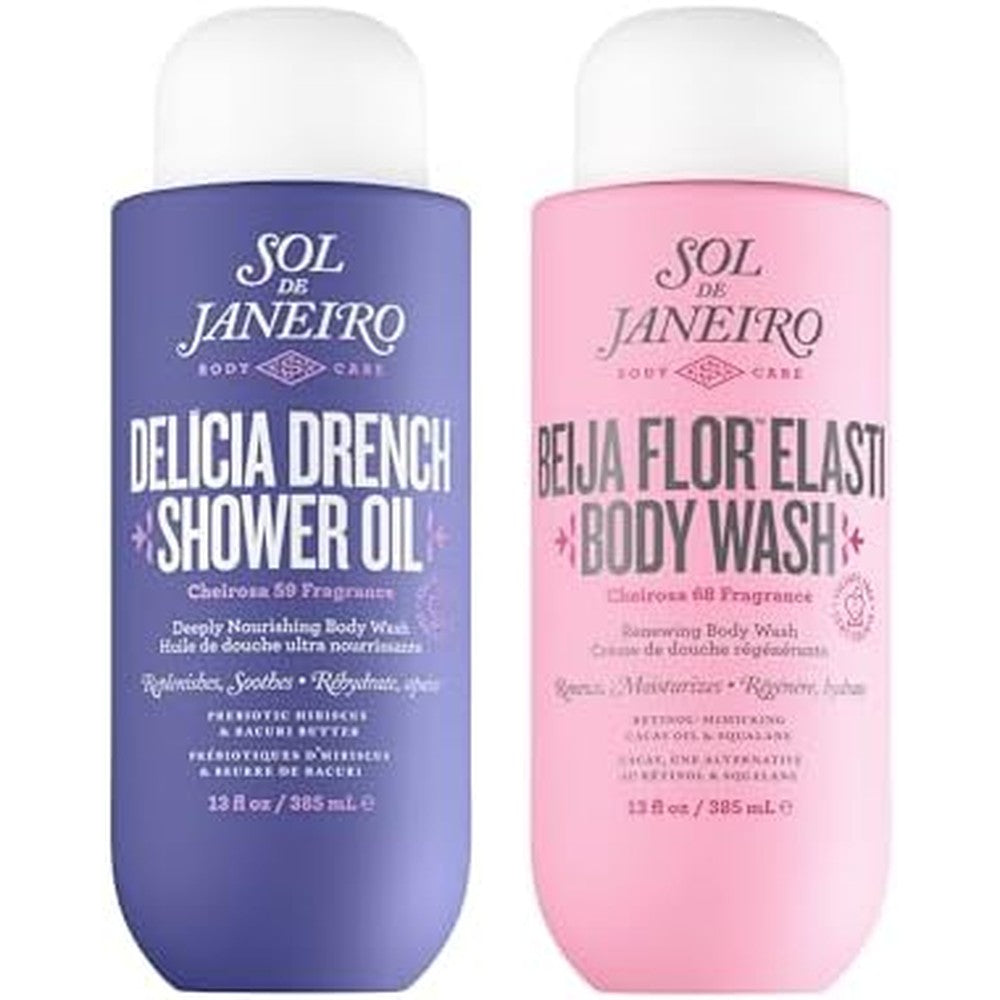 Sol de Janeiro Moisturizing Shower Duo Delicia Drench Shower Oil and Beija Flor Elasti Body Wash Cheirosa 59 and 68 13 Fluid Ounce