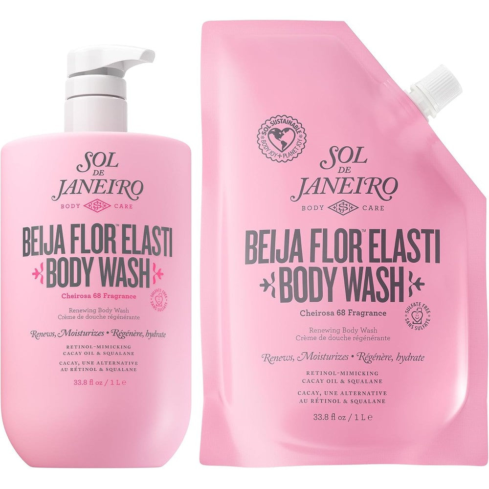 Sol De Janeiro Beija Flor Renewing Body Wash 1 Liter Bottle And Refill Pouch Bundle Cheirosa 68 Scent
