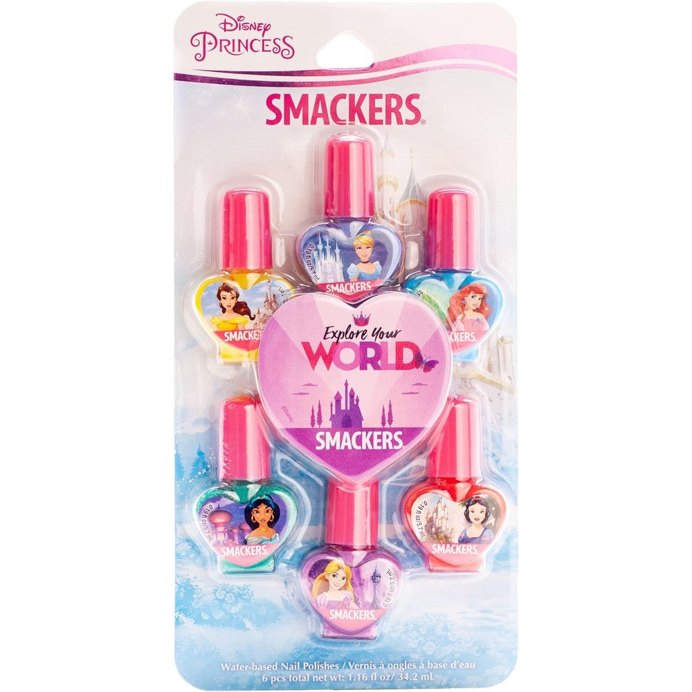 Lip Smacker Disney Princess Nail Polish Set of 6 Water-Based Polishes with Nail File