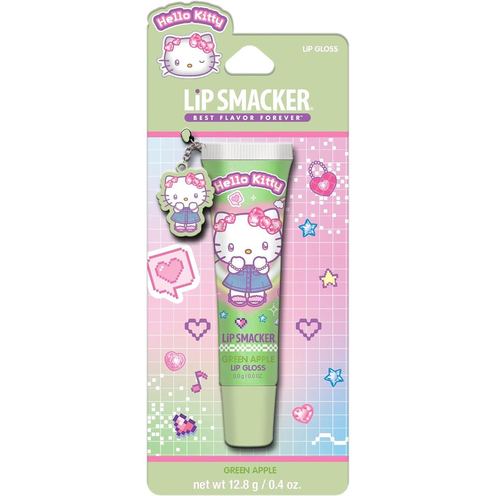Lip Smacker Hello Kitty Y2K Lip Gloss Green Apple Moisturizing Shimmer Gloss With Charm 0.4 Ounce