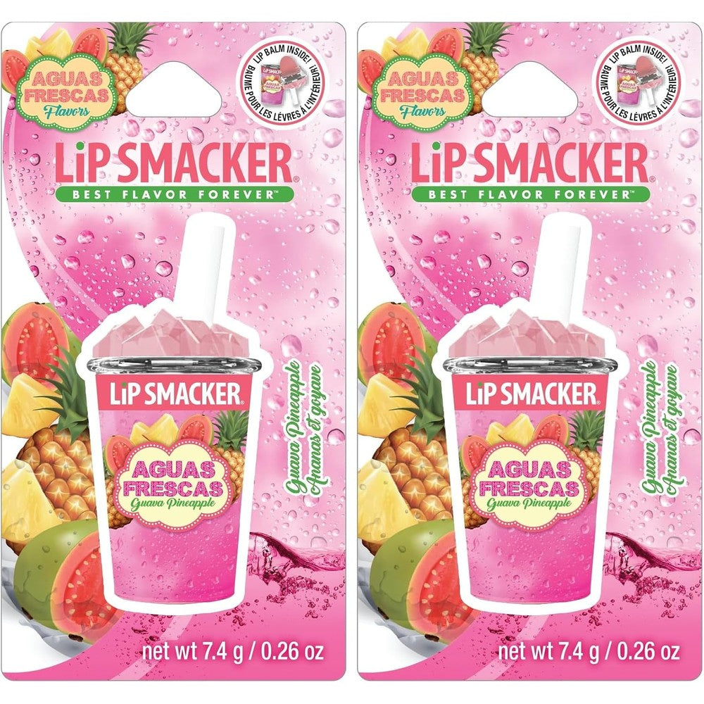 Lip Smacker Agua Frescas Guava Pineapple Flavored Moisturizing Lip Balm Pack Of 2 Sheer Finish 0.26 Ounce Each
