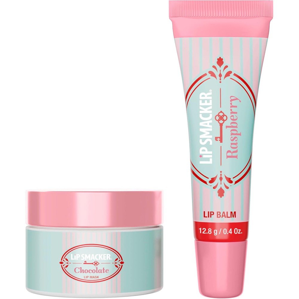 Lip Smacker Holiday Don't Disturb Lip Kit Raspberry and Chocolate Hydrating Lip Care Gift Set 2 Count