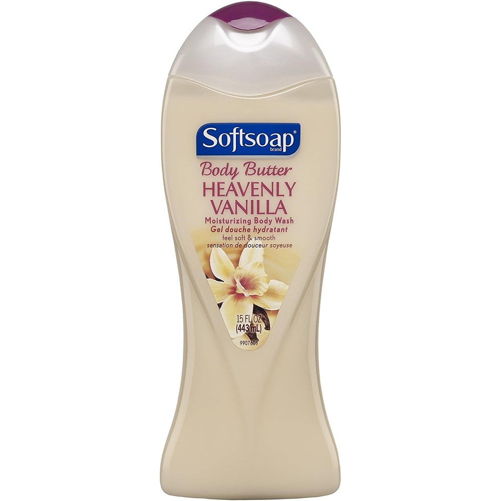 Softsoap Body Butter Mega Moisture Body Hydrating Wash Heavenly Vanilla 15 Fluid Ounces Authentic USA Import