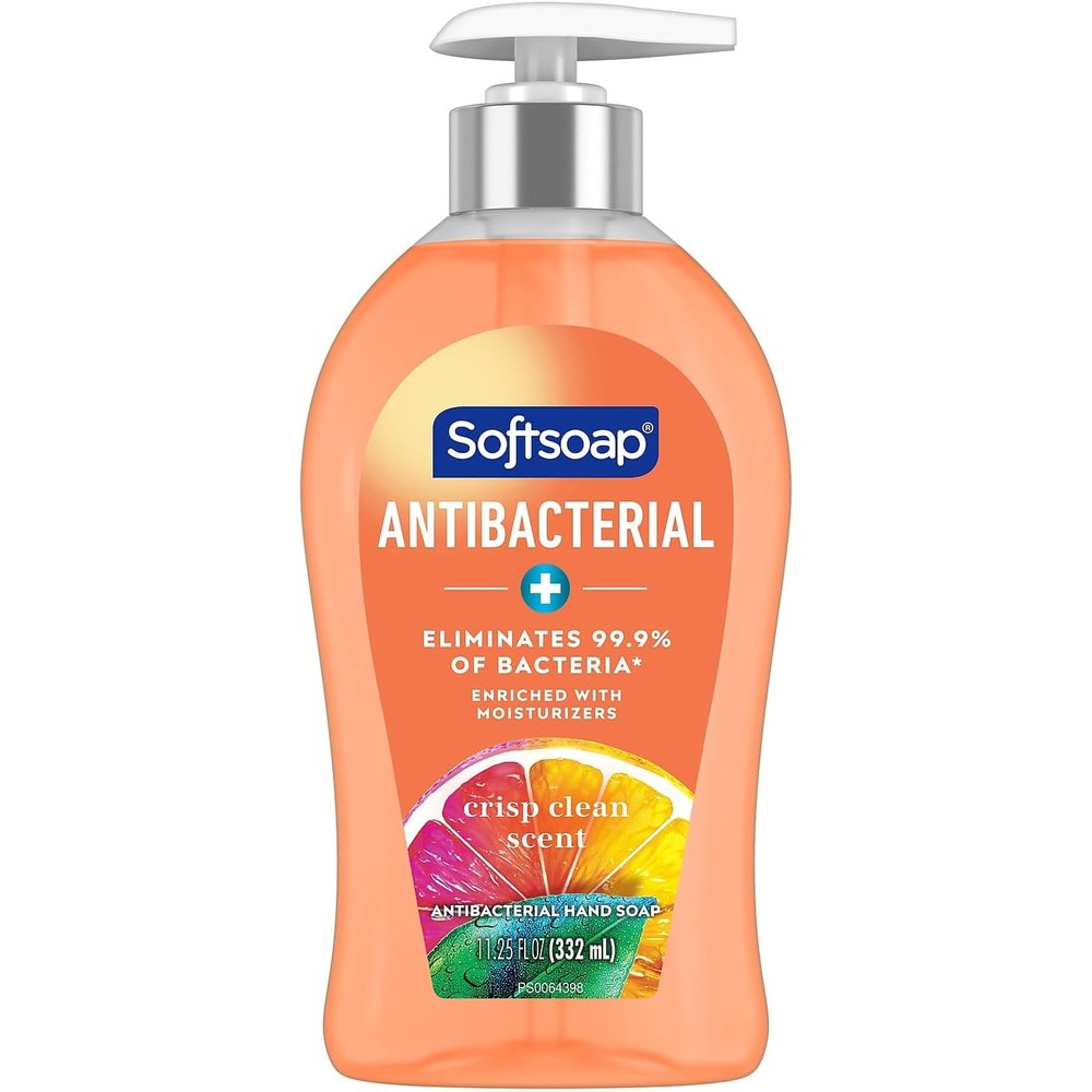 Softsoap Antibacterial Liquid Hand Soap Pump Crisp Clean Scent Moisturizing Formula 11.25 Fluid Ounce Bottle