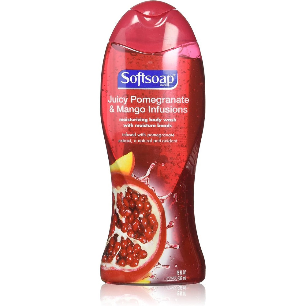 Softsoap Juicy Pomegranate And Mango Infusions Moisturizing Body Wash With Moisture Beads 18 Fluid Ounce Pack Of 3