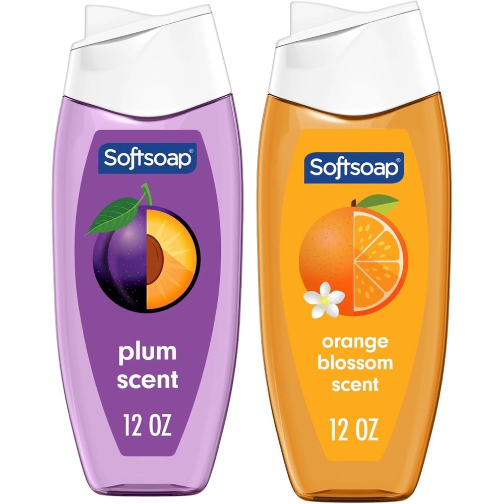 Softsoap Limited Edition Summer Scented Moisturizing Body Wash Duo Plum and Orange Blossom 12 Ounce Each 2 Pack