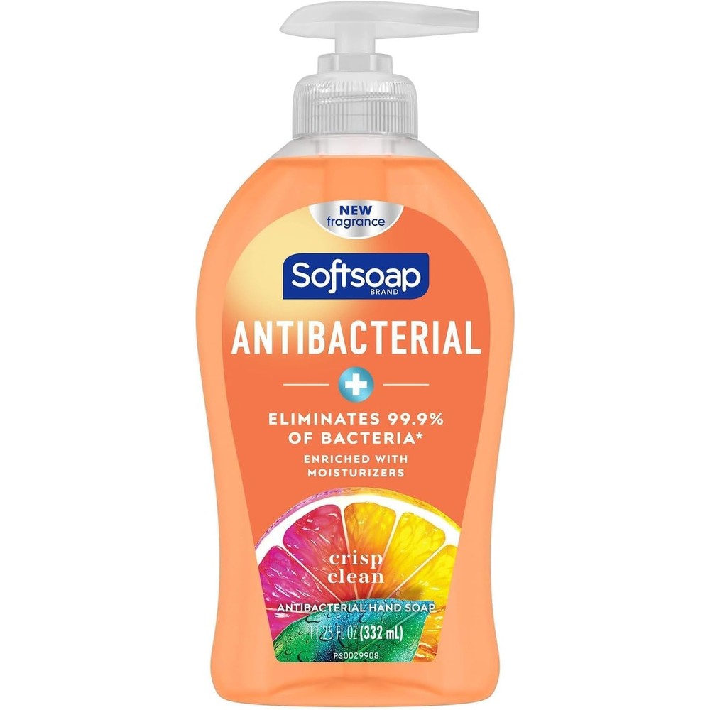 Softsoap Antibacterial Liquid Hand Soap Crisp Clean Scent Citrus Inspired Formula 11.25 Fluid Ounce Pump Bottle