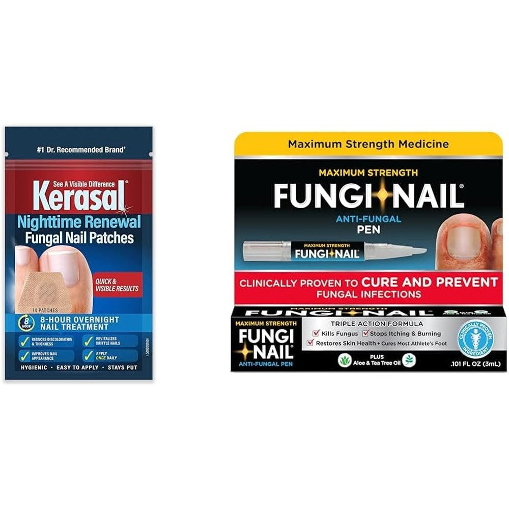 Kerasal Nighttime 14 Patch Nail Fungus Repair Treatment and Fungi Nail Zero Point Ten Fluid Ounce Antifungal Pen Applicator Bundle