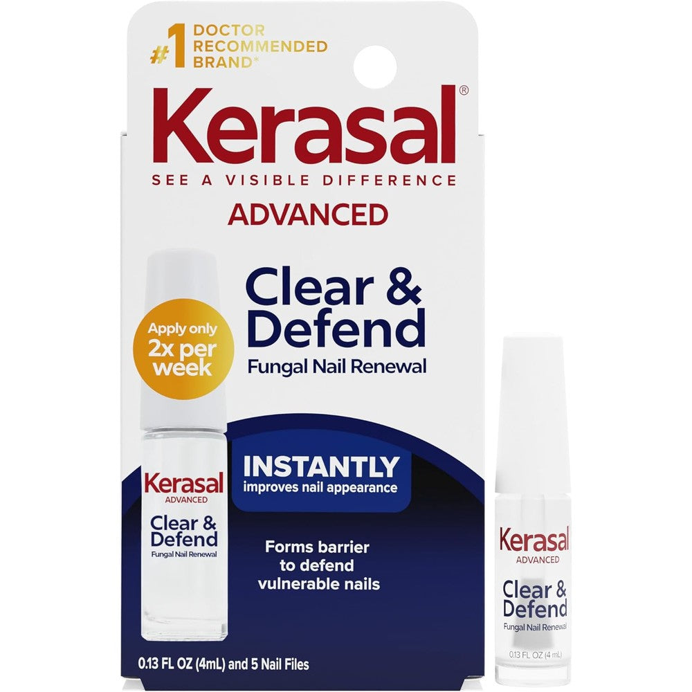 Kerasal Advanced Clear And Defend Nail Renewal Polish Compatible Nail Repair Treatment With Urea And Spirulina Zero Point One Three Fluid Ounce