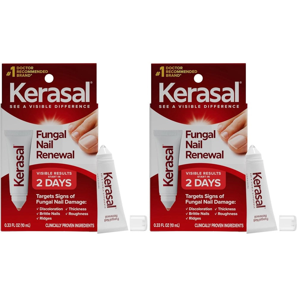 Kerasal Nail Fungus Extra Strength Restorative Nail Repair for Damaged Nails, 0.33 Fluid Ounce Tube, Authentic USA Imported Product, Pack of 2